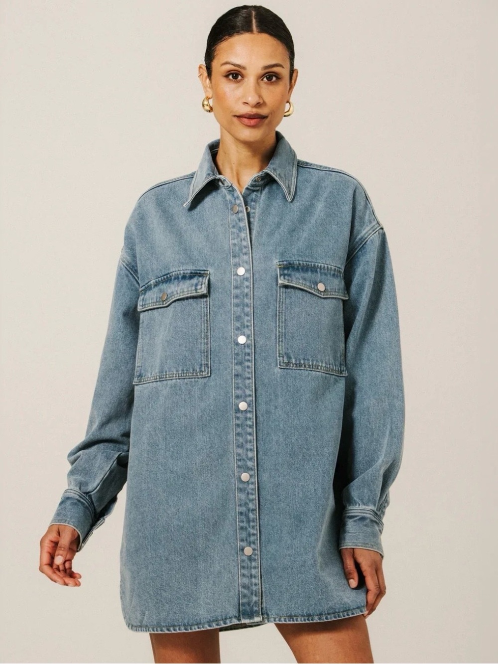 Brunette The Label Washed Blue Oversized Denim Jacket